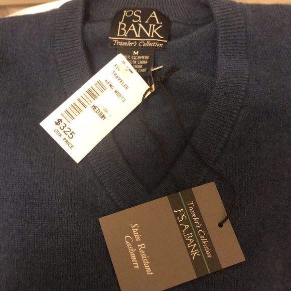 NWT Jos A. bank 100% cashmere v- neck sweater - Picture 7 of 9